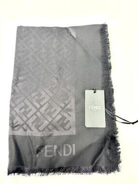 FENDI FF Zucca Monogram Shawl Wrap Scarf Silk/Wool NWT